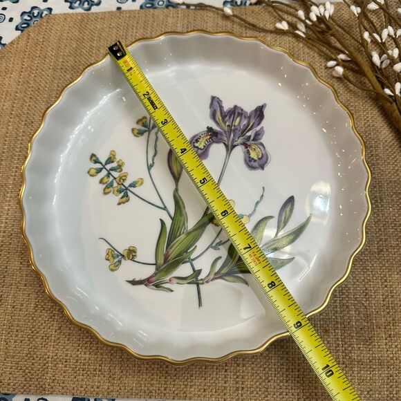 SPODE Stafford Flowers Iris & Sphaerolobium 9” Quiche Bake‎ / Serving Dish New - Picture 7 of 8